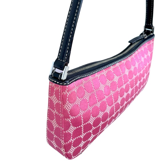 Kate Spade Noel Pink Dot & Leather Mini Shoulder Bag/Baguette Designer Handbag - Picture 2 of 12